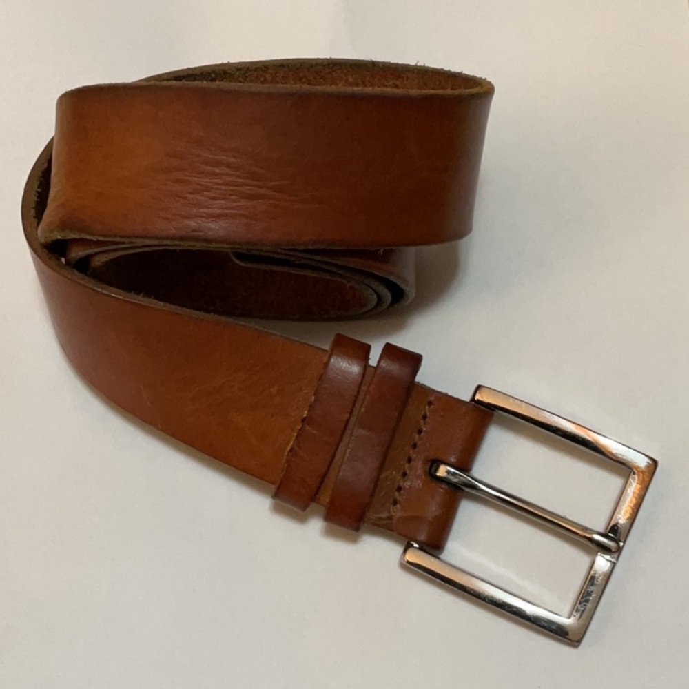Women Camel Brown Leather Belt 32W